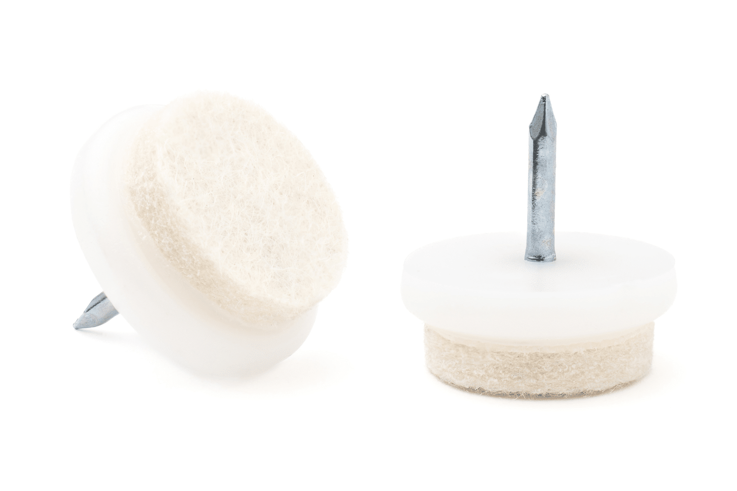 Glijnagel rond met Gestijfd Wolvilt (Extra duurzaam) - Stoeldopshop.nl - Kleur wit