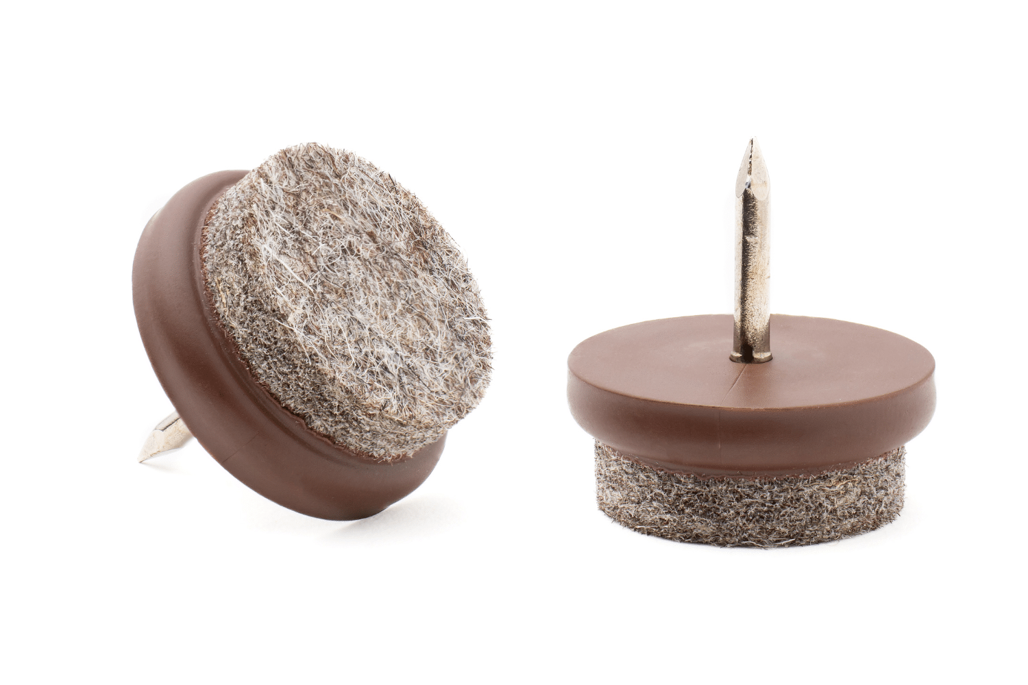 Glijnagel rond met Gestijfd Wolvilt (Extra duurzaam) - Stoeldopshop.nl - Kleur bruin