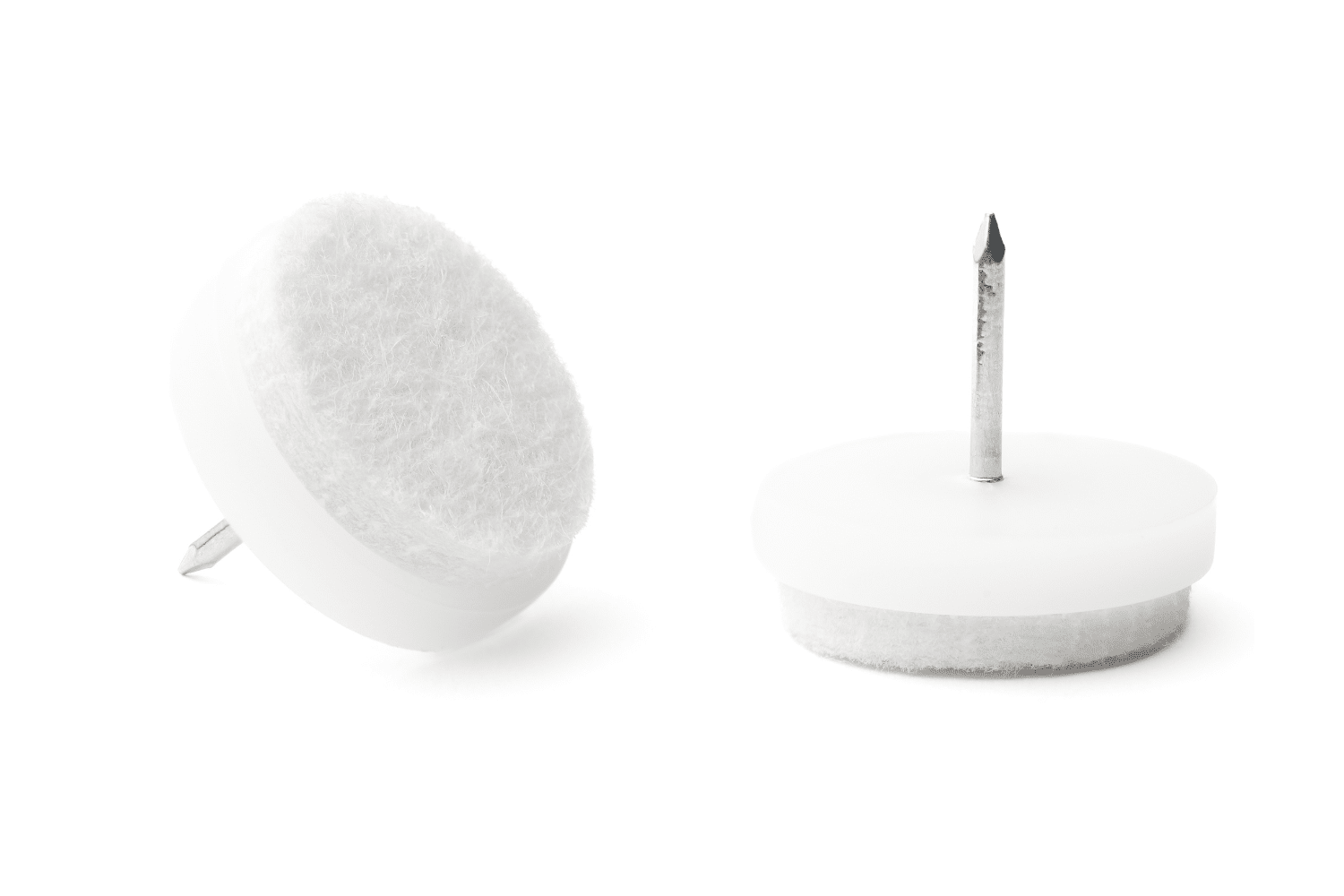 Glijnagel rond met Vilt - Stoeldopshop.nl - Wit