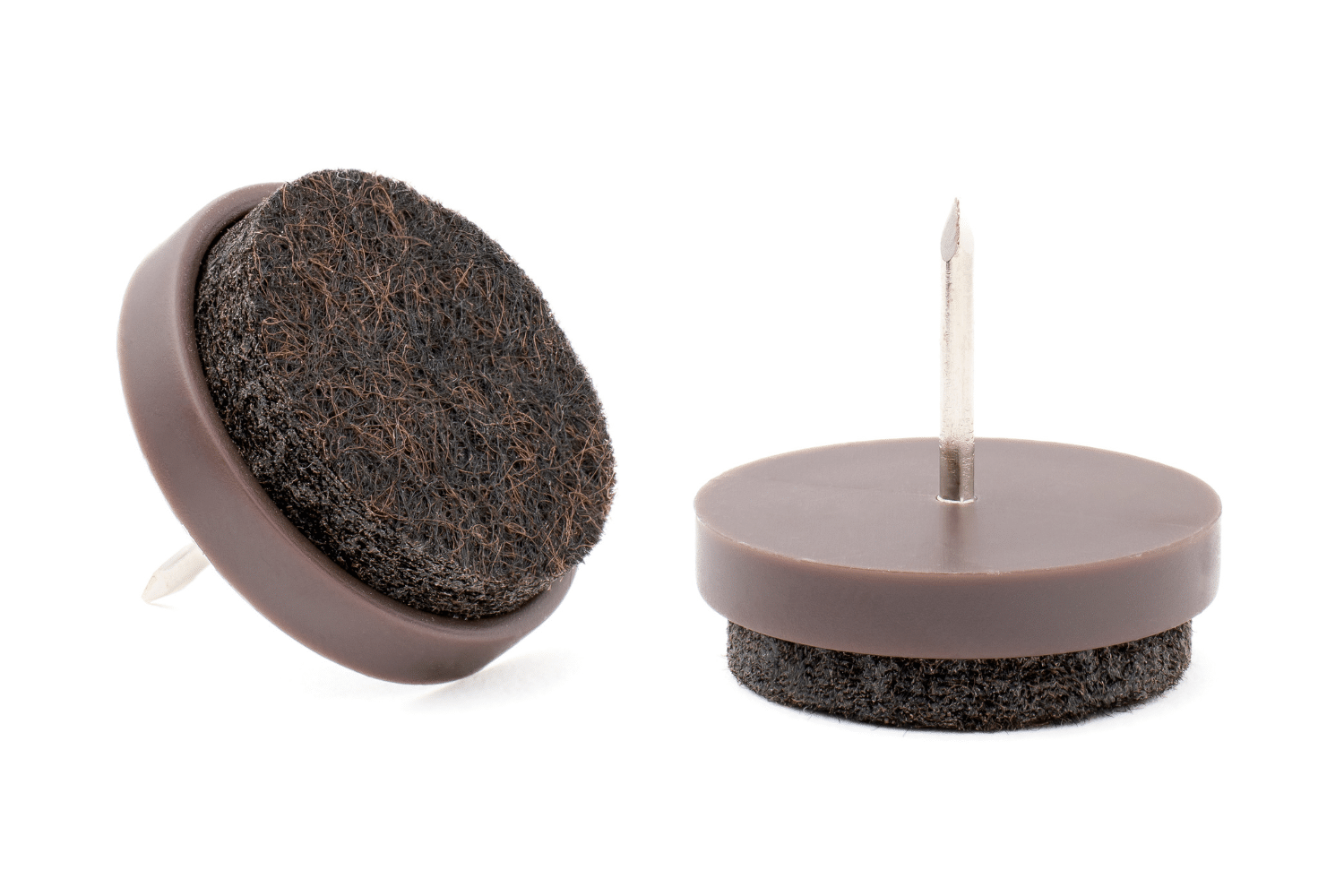 Glijnagel rond met Vilt - Stoeldopshop.nl - Bruin