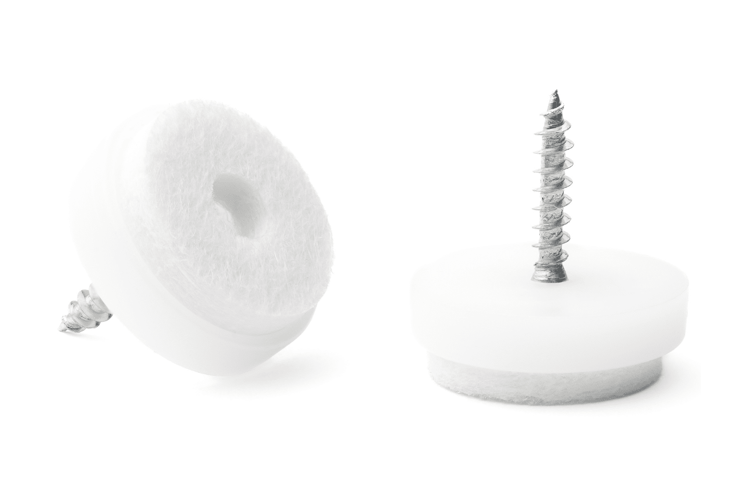 Glijnagel rond met Vilt en schroef (Extra sterk) - Stoeldopshop.nl - Kleur wit