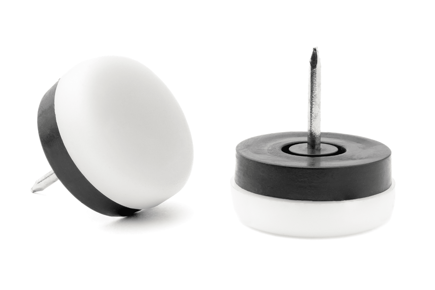 Glijnagel rond van kunststof met geluidsdemping - Stoeldopshop.nl - Kleur wit