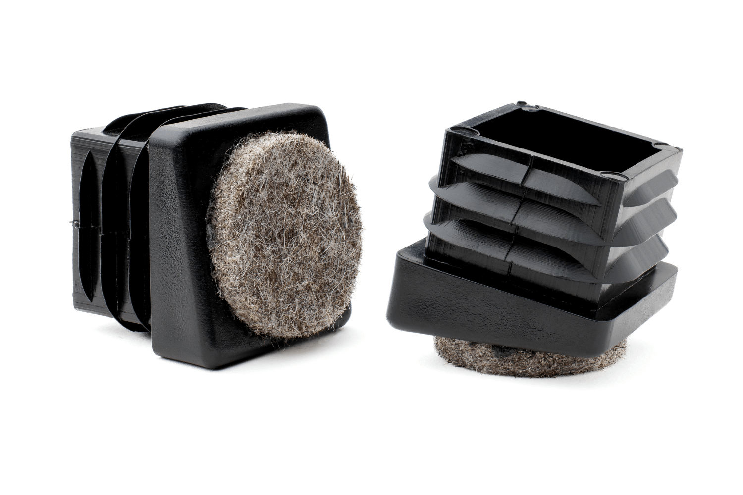 Insteekdop vierkant met schuine voet 10º en Vilt - Stoeldopshop.nl