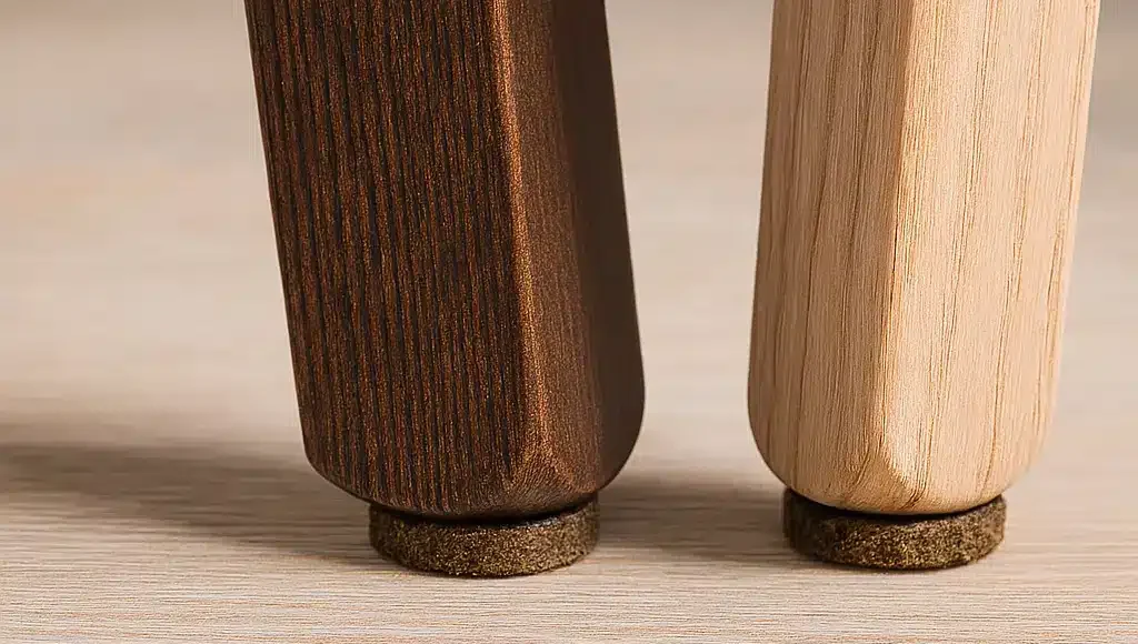 Houten stoelpoten met vilt