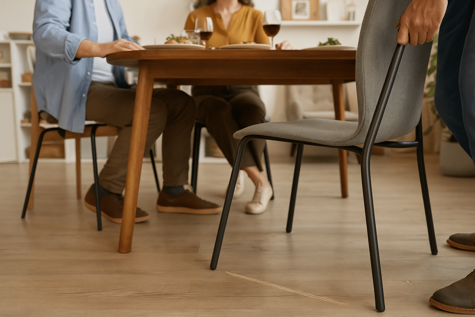 Gezellige diners zonder storend stoelgeluid dankzij stoelpootdoppen van stoeldopshop. Nl